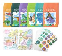 MINI LIBRI DA COLORARE DINOSAURI 36 PEZZI ADESIVI FESTA BAMBINI ATTIVITÀ CREATIV