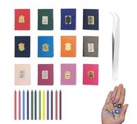 Mini libri per casa delle bambole 1:12, set di 12 pezzi con 12 colori, mini cassetta degli attrezzi, 1 pinzetta per taccuino e 12 mini pastelli, per giochi e decorazioni