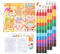 Mini libro da colorare di Natale e 12 pezzi pastelli a cera impilabili, 12 colori pastelli per dipingere per bambini regalo per la scuola ufficio, set regalo di compleanno per bambini (Colorato)