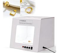 Mini Light Box Professionale Per Fotografia Di Gioielli, Mini Studio Fotografico Softbox Con Rotazione Elettrica 360° Illuminazione Bianca Dimmerabile Gancio Per Esposizione Gioielli(TB300)