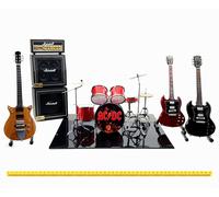 Mini live set AC/DC tribute 1:4 miniature drum kit + guitar Angus Young acdc box