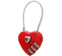 Mini lucchetto a forma di cuore rosso, mini lucchetto a codice, lucchetto a combinazione a 3 cifre per borse da viaggio/valigia/armadietti/zaini/scatole di gioielli, lucchetti e chiusure