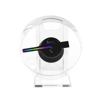 Mini luce pubblicitaria olografica 3D da 13 cm, modello da tavolo a LED con schermo a ventola e riproduzione audio, copertura trasparente, ventola olografica Nessun ritardo