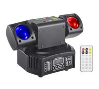 Mini luci a LED a effetto testa mobile, doppia testa, perline di colore RGB 3535, perline stroboscopiche da 10W, controllo del segnale DMX512, attivazione del suono