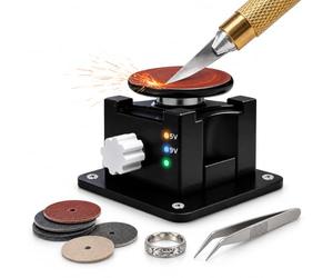 Mini lucidatrice a disco, 5 V-9 V CC, disco da 40 mm, 10.000 giri/min | Affila e lucida lame, controllo continuo della velocità, abrasivi a cambio rapido, gioielli e lavorazione del legno