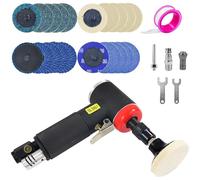 Mini Lucidatrice Auto, Mini Smerigliatrice Angolare Pneumatica con Mandrino a Pinza da 6 mm e 3 mm, Include Carteggiatrice e Mini Levigatrice con Set di 20 Dischi da 2 Pollici a Cambio Rapido