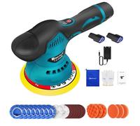 Mini lucidatrice per auto, 8 velocità variabile, corpo lucidante a batteria, 125 - 150 mm, lucidatrice eccentrica, con 2 batterie da 2,0 Ah, 21 pezzi