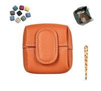 Mini Lychee Coin Pouch, 2025 Mini Top Grain Leather Small Women’s Wallet, Can Store Keys, Coins, and Headphones (orange)