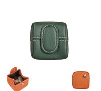 Mini Lychee Pattern Coin Purse, Compact Daily Use Change Purse With Zipper & Keychain for Daily Use (Dark green)