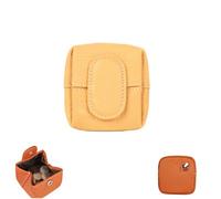 Mini Lychee Pattern Coin Purse, Compact Daily Use Change Purse With Zipper & Keychain for Daily Use (Light yellow)