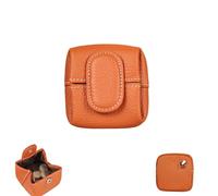 Mini Lychee Pattern Coin Purse, Compact Daily Use Change Purse With Zipper & Keychain for Daily Use (Orange)