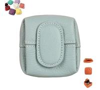 Mini Lychee Pattern Coin Purse, Compact Solid Color Mini Lychees Coin Purse, Active Women Leather Change Pouch (Linen blue)