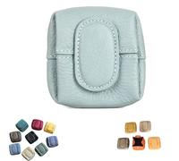 Mini Lychee Pattern Coin Purse, Solid Color Small Zipper Change Pouch with Key Buckle, Compact Mini Pouch for Purse & Daily Use (Linen Blue)