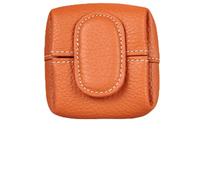 Mini Lychee Pattern Coin Purse, Solid Color Small Zipper Change Pouch with Key Buckle, Compact Mini Pouch for Purse & Daily Use (Orange)