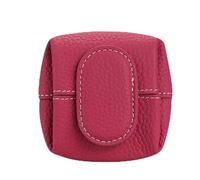 Mini Lychee Pattern Coin Purse - Top Grain Leather Small Wallet with Zipper & Key Buckle, Solid Color Casual Storage Pouch for Coins, Keys, Earphones & Daily Essentials (#1)