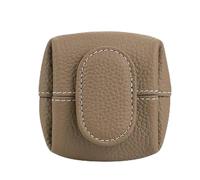 Mini Lychee Pattern Coin Purse - Top Grain Leather Small Wallet with Zipper & Key Buckle, Solid Color Casual Storage Pouch for Coins, Keys, Earphones & Daily Essentials (#11)
