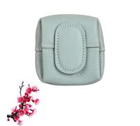 Mini Lychees Coin Purse, 2026 Small Solid Color Wallet Pouch Keys, Casual Leather Storage Bag for Daily Use (Linen Blue)