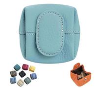 Mini Lychees Coin Purse, Top Grain Leather Mini Lychee Pattern Coin Purse, Portable Solid Color Buckle Key for Daily Use (light blue)