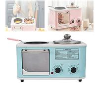 Mini Macchina Elettrica per La Colazione, Domestico 3 in 1 Macchina Prima Colazione, Mini Forno del Pane Forno per La Pizza Padella Tempo E Temperatura Regolabili,Blue