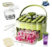 Mini Macchina Per Cubetti Di Ghiaccio Modello 2026 - 50 Cubetti, Rilascio Con Una Sola Pressione, Contenitore Con Coperchio, Maniglia a Scomparsa, Design Impilabile - Ideale Per Cocktail (Verde)