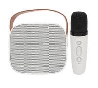 Mini Macchina per Karaoke, Altoparlante Portatile con Vocale retrò con Microfono per Feste (Bianco e 1 microfono)