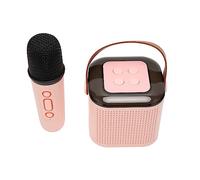 Mini macchina per karaoke, batteria ricaricabile potente portatile, splendida luce RGB, set microfono altoparlante wireless per viaggiare (rosa)