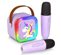 Mini macchina per karaoke con 2 microfoni, giocattoli cantanti per bambini e adulti, per bambini e adulti, colore viola