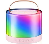 Mini macchina per karaoke con 2 microfoni wireless, luci LED colorate, altoparlante wireless portatile per giovani, rosa, 9 x 7,5 x 6,5 cm