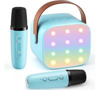 Mini Macchina per Karaoke con 2 Microfoni Wireless, Macchina per Karaoke Bluetooth Portatile 2026, Regalo per Natale e Compleanno, Adatta per Ragazze, Ragazzi e Adulti, Ideale per Feste in Famiglia