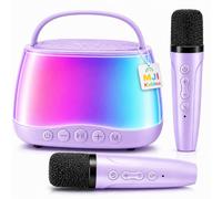 Mini macchina per karaoke con 2 microfoni wireless, ottima idea regalo per bambini dai 4 ai 12 anni, giocattolo per feste per ragazze e ragazzi (viola)