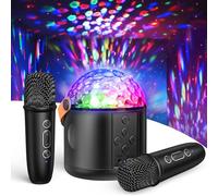 Mini macchina per karaoke con luci LED da discoteca per bambini e adulti, giocattoli per bambini, regali per bambini di 4, 5, 6, 7, 8 anni, altoparlante Bluetooth portatile con 2 microfono wireless