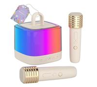 Mini macchina per karaoke per bambini e adulti, con 2 microfoni wireless, altoparlante Bluetooth portatile, con luci RGB, per bambini dai 3 ai 12 anni in su, adatta per feste in famiglia, all'aperto,
