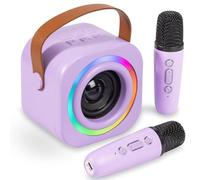 Mini macchina per karaoke per bambini e adulti, con 2 microfoni wireless Lmproved, tempo di standby e qualità del suono, per tutte le età, regalo per bambini, ragazze, ragazzi, feste in famiglia,