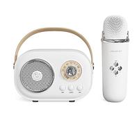 Mini macchina per karaoke, per bambini e adulti, graziosa macchina per karaoke con set di microfono, altoparlante Bluetooth portatile con microfono, stile retrò, portatile, per feste in famiglia,