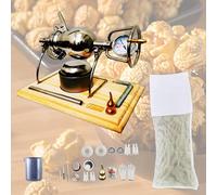 Mini macchina per popcorn con supporto in metallo e base in legno, macchina per popcorn con manovella manuale, popcorn popper con manometro, regali fai da te per gli amanti della cucina