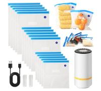 Mini macchina per sottovuoto per alimenti, macchina per sottovuoto per alimenti, macchina per sottovuoto manuale per alimenti, macchina per sottovuoto con 15 sacchetti per sottovuoto, pompa per vuoto