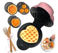 Mini macchina per waffle con 6 piatti rimovibili, piccolo cuore waffle Maker Keto, set multi-piastra 3 in 1, ferro per wafflera per bambini, famiglie e individui