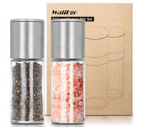 Mini Macina Sale Pepe Macinasale Nucleo ceramico regolabile macinapepe, Macinatore per spezie manuale Set di 2 pezzi [Senza contenuto di spezie]