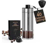 Mini macinacaffè manuale con 40 impostazioni regolabili, macinacaffè portatile a mano con capacità di 30 g, macinacaffè conico con manovella per viaggi, campeggio, ufficio, espresso, versare, ecc