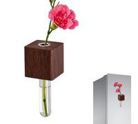Mini Magnet Vases - Rustic Decorative Holder for Flowers | Solid Wood Magnetic Container with Compact Display Design, Wooden Fridge Planters, Desktop Ornament for Cabinet Refrigerator Kitchen
