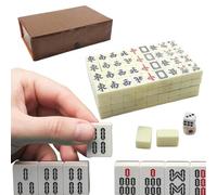 Mini Mah Jong Travel Set - Durable Tile Kit, Traditional Game Edition | Portable Chinese Majiang Set With 144 Pieces And Dice, Compact Board Game For Adult Group Play, Party Leisure Or Holiday Use