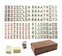 Mini Mahjong Set - Melamine 0.8in Tiles 144PCS, Chinese Mahjong Tiles, Compact Travel Version | Includes Dice And Reserve Tile, Family Party Game For Home, Friends, Gathering, Travel
