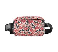 Mini marsupio a tracolla con strisce arcobaleno astratte con tracolla regolabile per viaggi, shopping, corsa, Rose rosse con bulbi oculari e corvi neri, 1 Size