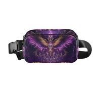 Mini marsupio a tracolla viola con uccellino misterioso per donne, uomini, adolescenti, mini marsupio da viaggio con tracolla regolabile per viaggi, shopping, corsa, Uccello misterioso viola, 1 size