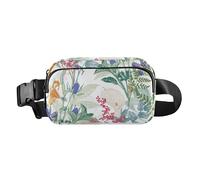 Mini marsupio con cinturino regolabile elegante portafoglio da viaggio senza cuciture disegnato a mano modello vintage bianco donna uomo per ciclismo escursionismo palestra, Bianco bianco del modello