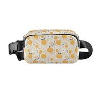 Mini marsupio rosa e bianco con illustrazione di fenicotteri con cinghia regolabile per viaggi, vacanze, corsa, Frutti d'arancia con motivo, 1 Size
