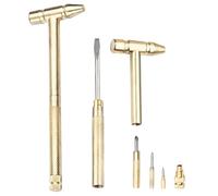 Mini Martello e Cacciavite in Rame 6 in 1, 2 Pezzi Kit di Cacciaviti e Martelli, Utensili Manuali Multifunzione per Riparazioni e Uso Domestico