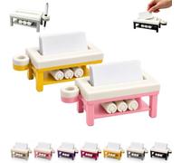 Mini Massage Table Business Card Holder,Rolled Towels Shaped Desk Display | 6 Inch Novelty Desk Organizer for Spa Reception with Face Cradle and 3 Towels,Reception Decor for Studio Office Front Counter