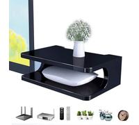 Mini Mensola Galleggiante per Componenti TV, Console Multimediale A Parete, 2 Livelli, Impermeabile E Facile da Pulire, Ripiani di Stoccaggio per Decoder, Router, Telecomandi, Lettori Dvd, Black
