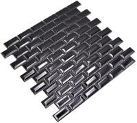 Mini Metro Subway Piastrella in ceramica nera Brick Bond Diamond per parete